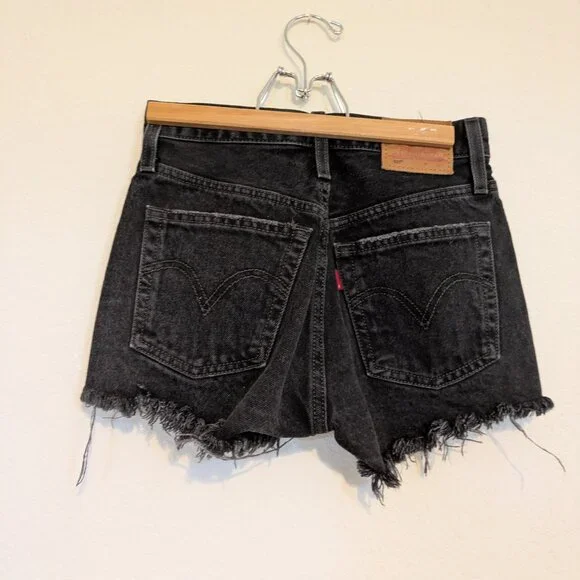 Levi's Premium 501 Cutoff Shorts XX Black Wash w/Button Fly & Blank Tab sz 26 - Picture 3 of 13